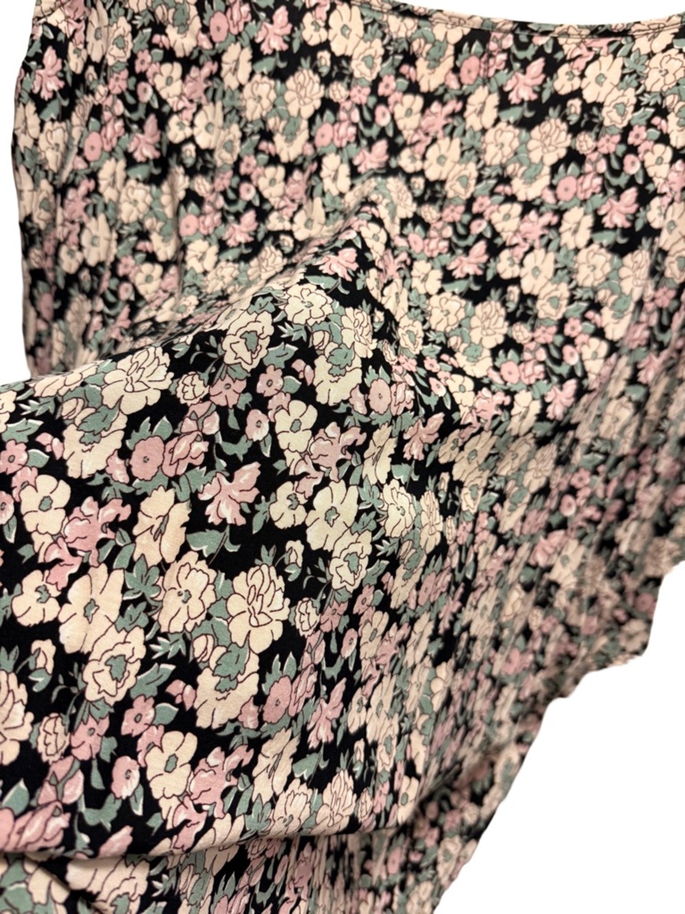 Natural Life Easy V-Neck Top | Black Pink Floral Boho Dolman Blouse M - Picture 8 of 8